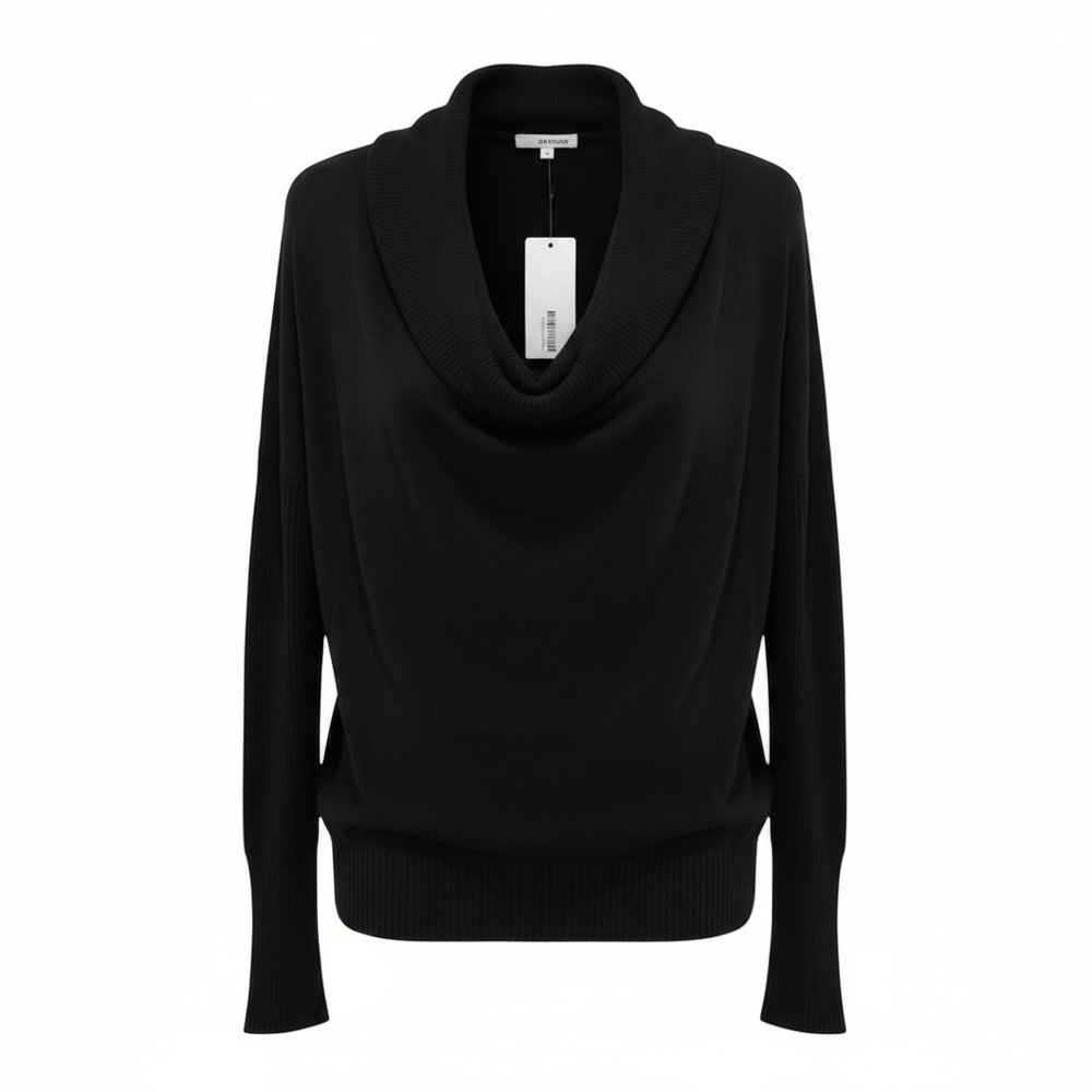 LA Made Cowl Neck Long Sleeve Viscose Black Sweater Size Medium Classic NWT - Picture 7 of 11
